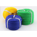 red yellow blue 3 or 4 strands twisted PE round yarn rope pp danline twist rope  polypropylene raffia rope